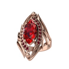 Garnet ve kök yakut 925 ayar rose altın kaplama gümüş yüzük