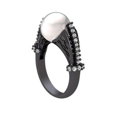 Inci ve swarovski 925 ayar siyah rodyum kaplama gümüş yüzük