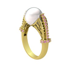 Inci ve pembe kuvars 8 ayar altın yüzük