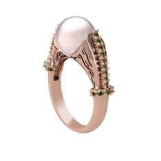 Pembe inci ve peridot 14 ayar rose altın yüzük