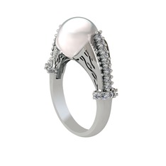 Edrei İnci Yüzük - Inci ve pırlanta 925 ayar gümüş yüzük (0.48 karat) #1ugt3a2