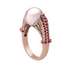 Pembe inci ve rodolit garnet 14 ayar rose altın yüzük