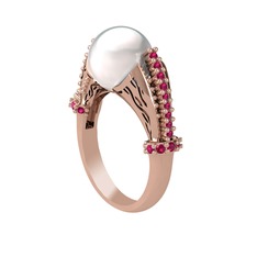 Inci ve rodolit garnet 14 ayar rose altın yüzük