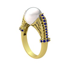 Inci ve lab safir 8 ayar altın yüzük