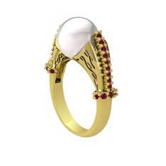 Edrei İnci Yüzük - Inci ve kök yakut 14 ayar altın yüzük #ef8mmq