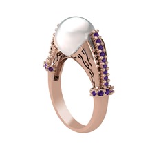 Edrei İnci Yüzük - Inci ve ametist 925 ayar rose altın kaplama gümüş yüzük #j88n8o