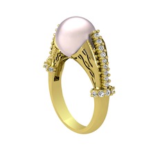 Edrei İnci Yüzük - Pembe inci ve swarovski 14 ayar altın yüzük #kna0gw