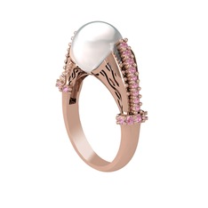 Inci ve pembe kuvars 18 ayar rose altın yüzük