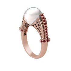 Edrei İnci Yüzük - Inci ve kök yakut 925 ayar rose altın kaplama gümüş yüzük #t263fi
