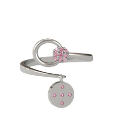 Sarkaç Yüzük - Pembe kuvars 18 ayar beyaz altın yüzük #1dvg9ne