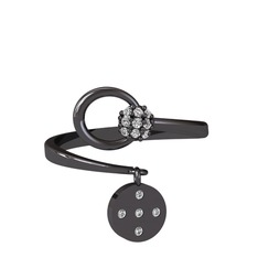 Sarkaç Yüzük - Swarovski 925 ayar siyah rodyum kaplama gümüş yüzük #9w2201