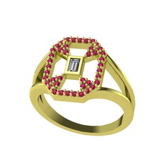Lea Baget Yüzük - Beyaz zirkon ve rodolit garnet 18 ayar altın yüzük #147vdeb