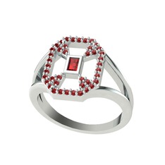 Lea Baget Yüzük - Garnet 18 ayar beyaz altın yüzük #149d00w