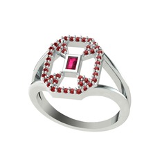 Lea Baget Yüzük - Rodolit garnet ve garnet 18 ayar beyaz altın yüzük #1504m6f
