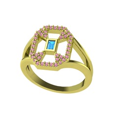 Lea Baget Yüzük - Akuamarin ve pembe kuvars 14 ayar altın yüzük #17k69nq