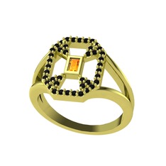 Lea Baget Yüzük - Sitrin ve siyah zirkon 925 ayar altın kaplama gümüş yüzük #17vt9cz