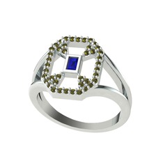 Lea Baget Yüzük - Lab safir ve peridot 925 ayar gümüş yüzük #19dk0fu