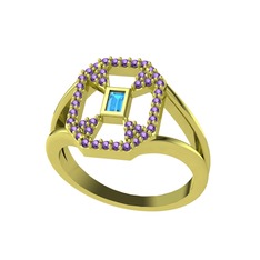 Lea Baget Yüzük - Akuamarin ve ametist 18 ayar altın yüzük #19v999k