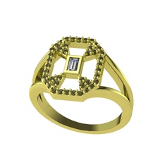 Lea Baget Yüzük - Swarovski ve peridot 8 ayar altın yüzük #1ahljbt