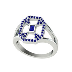 Lea Baget Yüzük - Lab safir 14 ayar beyaz altın yüzük #1c5c8el