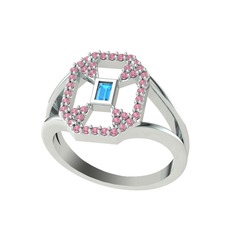 Lea Baget Yüzük - Akuamarin ve pembe kuvars 18 ayar beyaz altın yüzük #1cqvfjc