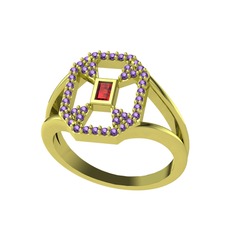 Garnet ve ametist 8 ayar altın yüzük