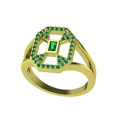 Lea Baget Yüzük - Yeşil kuvars 8 ayar altın yüzük #1ety2l5