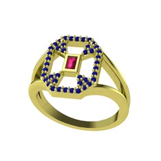 Lea Baget Yüzük - Rodolit garnet ve lab safir 925 ayar altın kaplama gümüş yüzük #1fai9s2