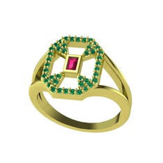 Lea Baget Yüzük - Rodolit garnet ve yeşil kuvars 8 ayar altın yüzük #1fbvfdp