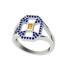 Lea Baget Yüzük - Sitrin ve lab safir 8 ayar beyaz altın yüzük #1g3dhzc