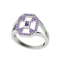 Lea Baget Yüzük - Ametist 18 ayar beyaz altın yüzük #1gdk1kv