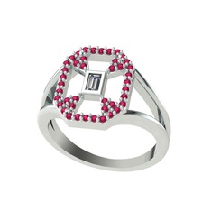 Lea Baget Yüzük - Swarovski ve rodolit garnet 18 ayar beyaz altın yüzük #1glumwe