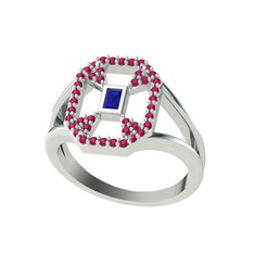 Lab safir ve rodolit garnet 18 ayar beyaz altın yüzük