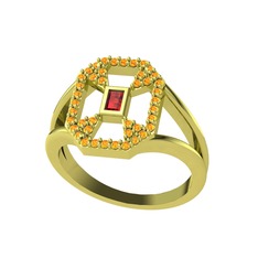 Garnet ve sitrin 14 ayar altın yüzük