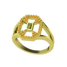 Peridot ve sitrin 14 ayar altın yüzük