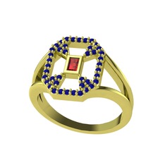 Garnet ve lab safir 8 ayar altın yüzük