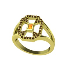 Lea Baget Yüzük - Sitrin ve dumanlı kuvars 925 ayar altın kaplama gümüş yüzük #1k7yvr2