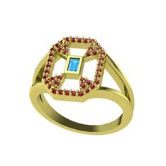 Lea Baget Yüzük - Akuamarin ve garnet 14 ayar altın yüzük #1kugale