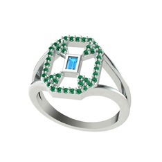 Lea Baget Yüzük - Akuamarin ve yeşil kuvars 925 ayar gümüş yüzük #1lhjnww