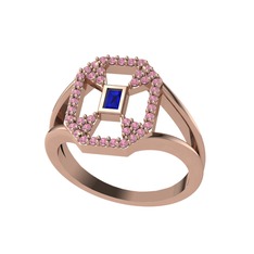 Lea Baget Yüzük - Lab safir ve pembe kuvars 925 ayar rose altın kaplama gümüş yüzük #1m8qaz9
