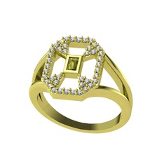 Lea Baget Yüzük - Peridot ve swarovski 18 ayar altın yüzük #1mdkkym