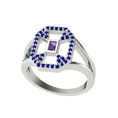 Lea Baget Yüzük - Ametist ve lab safir 8 ayar beyaz altın yüzük #1me8fsd