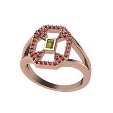 Peridot ve garnet 8 ayar rose altın yüzük