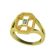 Lea Baget Yüzük - Swarovski ve sitrin 18 ayar altın yüzük #1p0e0ld