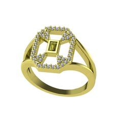 Lea Baget Yüzük - Peridot ve pırlanta 18 ayar altın yüzük (0.3696 karat) #1p2skzk