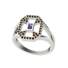 Lea Baget Yüzük - Ametist ve dumanlı kuvars 14 ayar beyaz altın yüzük #1swehip