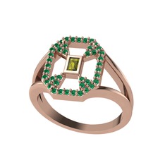 Peridot ve yeşil kuvars 18 ayar rose altın yüzük
