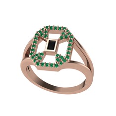 Lea Baget Yüzük - Siyah zirkon ve yeşil kuvars 18 ayar rose altın yüzük #1vt35yg