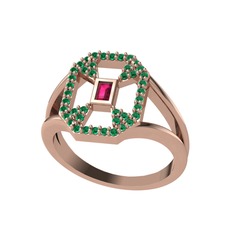 Rodolit garnet ve yeşil kuvars 14 ayar rose altın yüzük