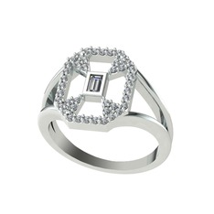 Lea Baget Yüzük - Swarovski ve pırlanta 18 ayar beyaz altın yüzük (0.3696 karat) #1wat9ec